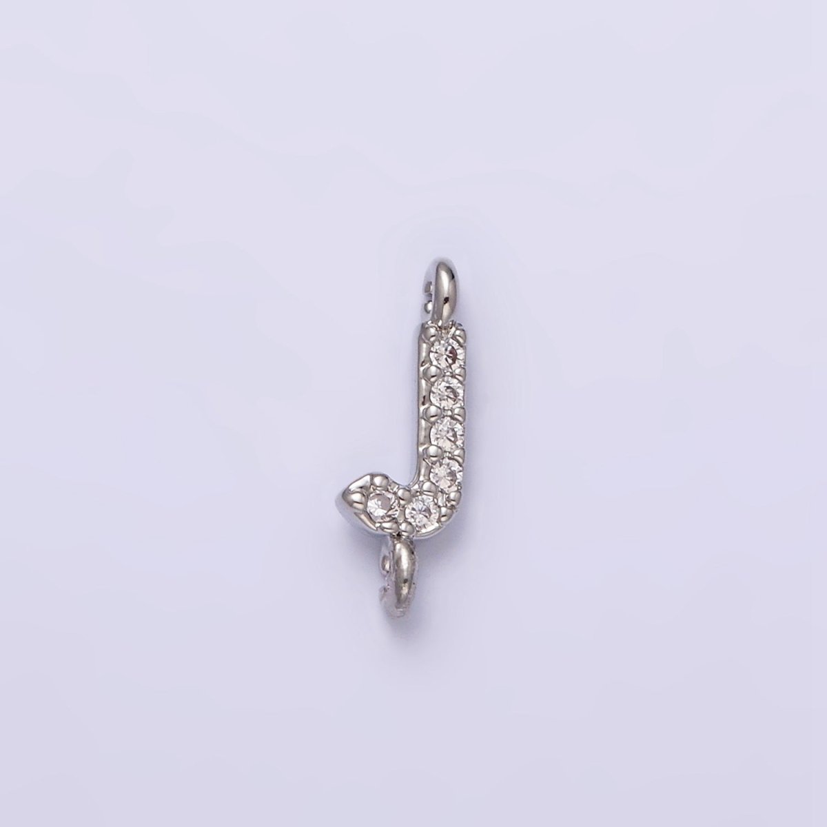White Gold Filled A-Z Initial Letter Micro Paved CZ Sideway Loop Personalized Connector | A-664-A-676