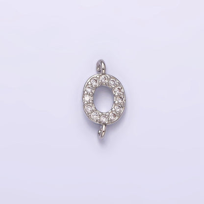 White Gold Filled A-Z Initial Letter Micro Paved CZ Sideway Loop Personalized Connector | A-664-A-676