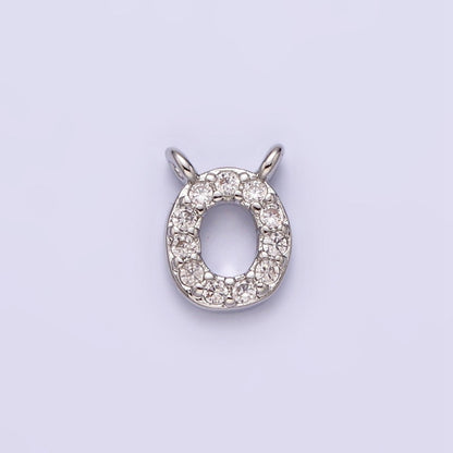 White Gold Filled A-Z Initial Letter Micro Paved CZ Top Loop Personalized Connector | A-A1926-A-A1938