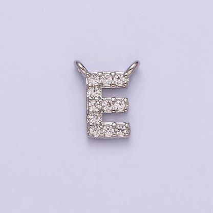 White Gold Filled A-Z Initial Letter Micro Paved CZ Top Loop Personalized Connector | A-A1926-A-A1938
