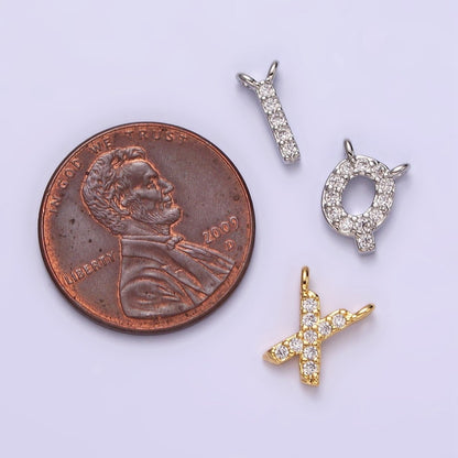 White Gold Filled A-Z Initial Letter Micro Paved CZ Top Loop Personalized Connector | A-A1926-A-A1938