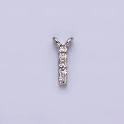 White Gold Filled A-Z Initial Letter Micro Paved CZ Top Loop Personalized Connector | A-A1926-A-A1938