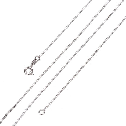 White Gold Filled Chain, Dainty 0.8mm Finished Box Chain, 15.6 Inches Box Necklace w/ Spring Ring | CN-106  Clearance Pricing