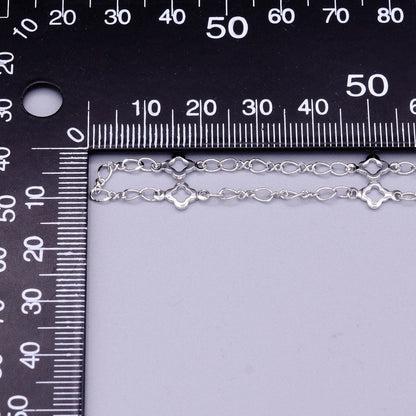 White Gold Filled Clover Quatrefoil Figaro 2.5mm Unique Unfinished Silver Chain For Jewelry Making | ROLL-1360