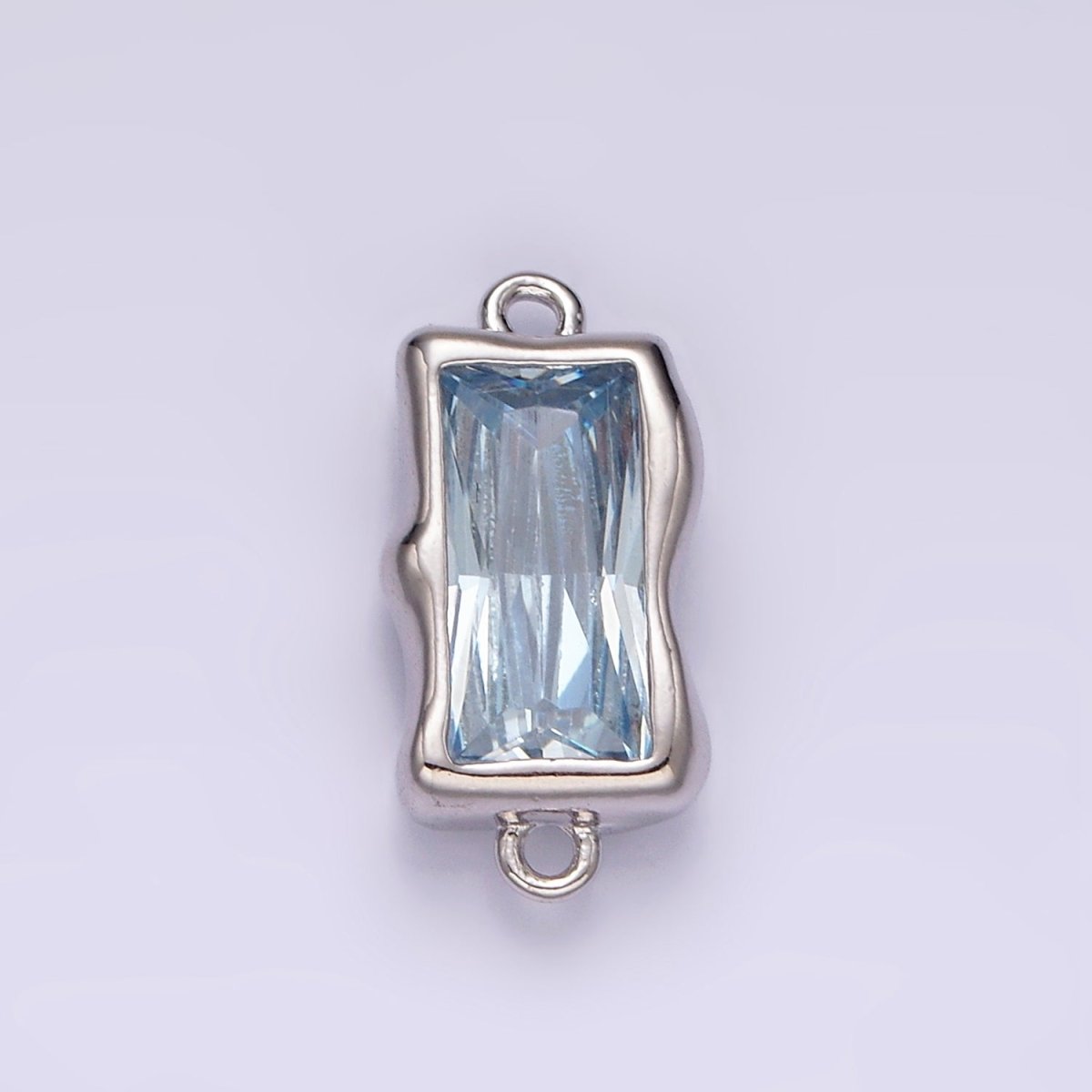 White Gold Filled CZ Baguette Molten Personalized Birth Month Connector | G259 - G262