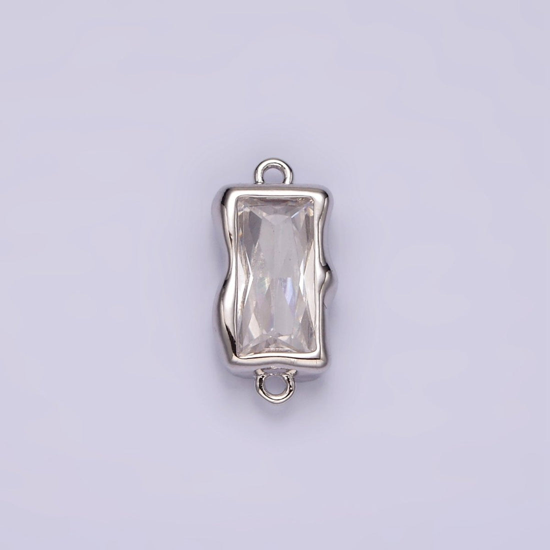 White Gold Filled CZ Baguette Molten Personalized Birth Month Connector | G259 - G262