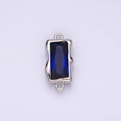 White Gold Filled CZ Baguette Molten Personalized Birth Month Connector | G259 - G262