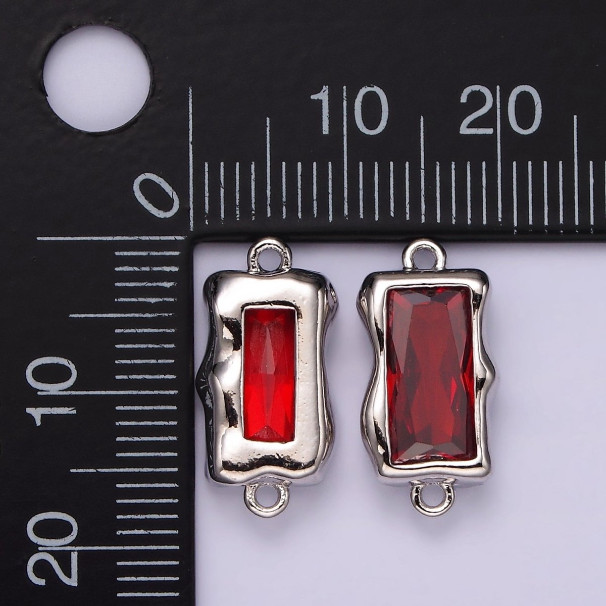 White Gold Filled CZ Baguette Molten Personalized Birth Month Connector | G259 - G262