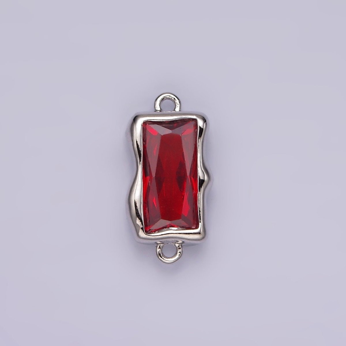 White Gold Filled CZ Baguette Molten Personalized Birth Month Connector | G259 - G262