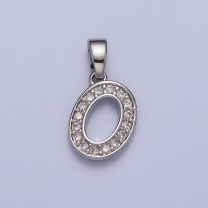 White Gold Filled Dainty Initial Letter Script A-Z Micro Paved CZ Personalized Pendant | A-390-A-402