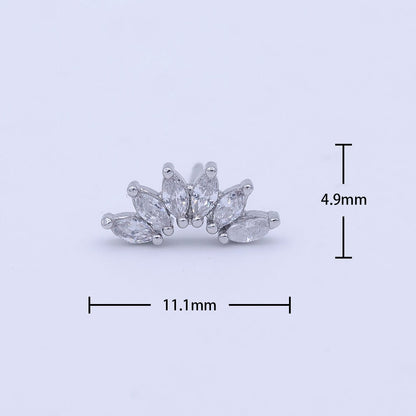 White Gold Filled Dainty Silver Marquise Cluster Dainty Stud Earrings | AD-272