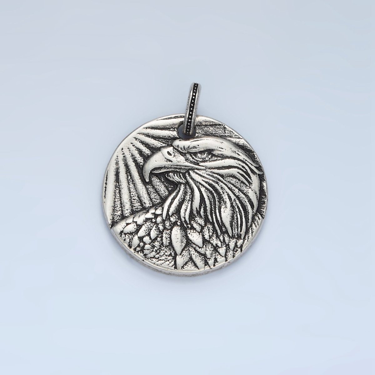 14K Gold Filled 20mm Eagle Bird Animal Round Coin Charm in Gold &amp; Oxidized Silver | AG885 AC176