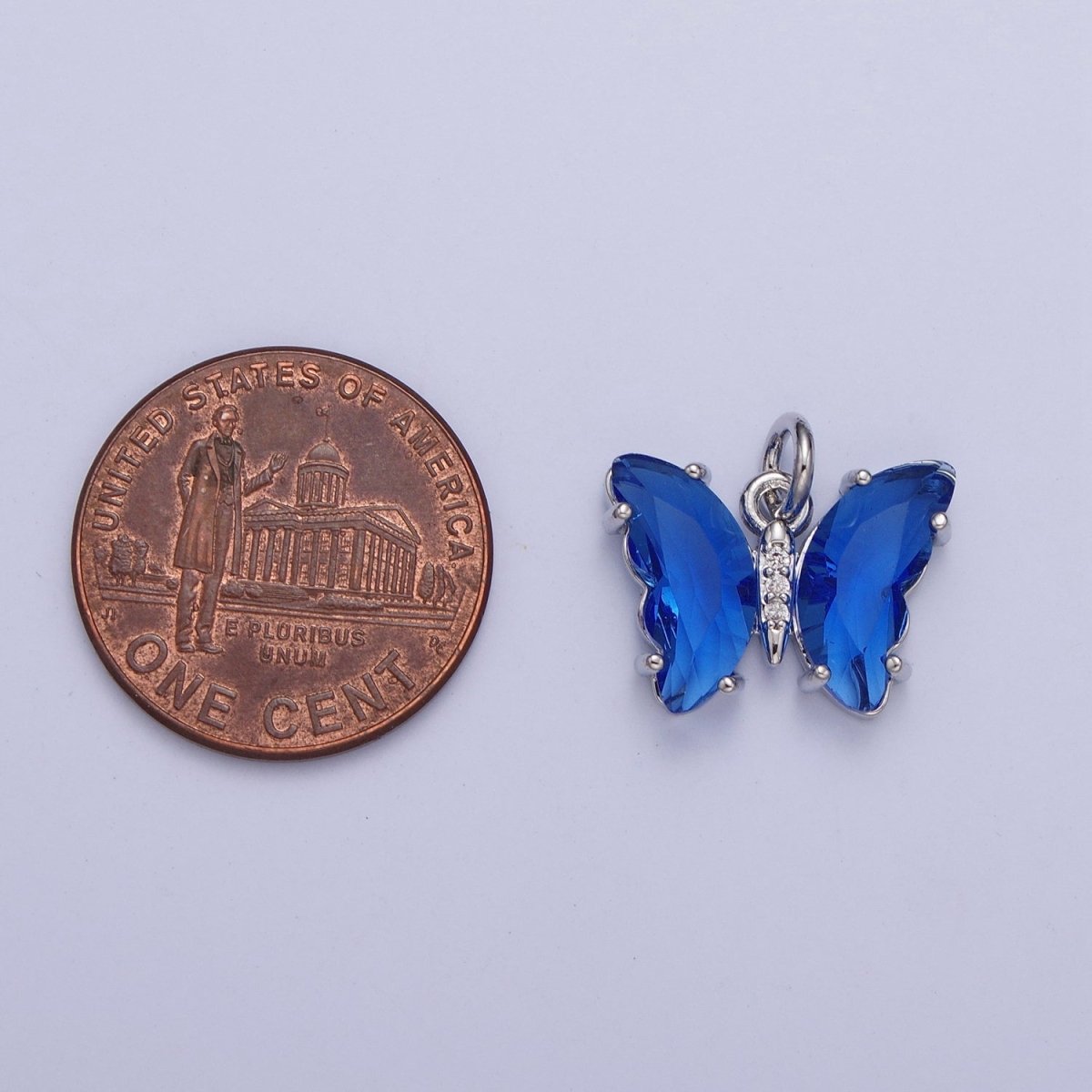 White Gold Filled Glass Acrylic Butterfly Mariposa Charm in Silver | M-491 - M-493 C-644 C-687