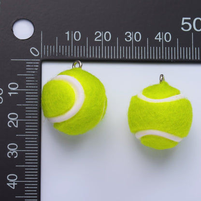White Gold Filled Green Tennis Ball Fuzzy Multidimensional 3D Charm | M538
