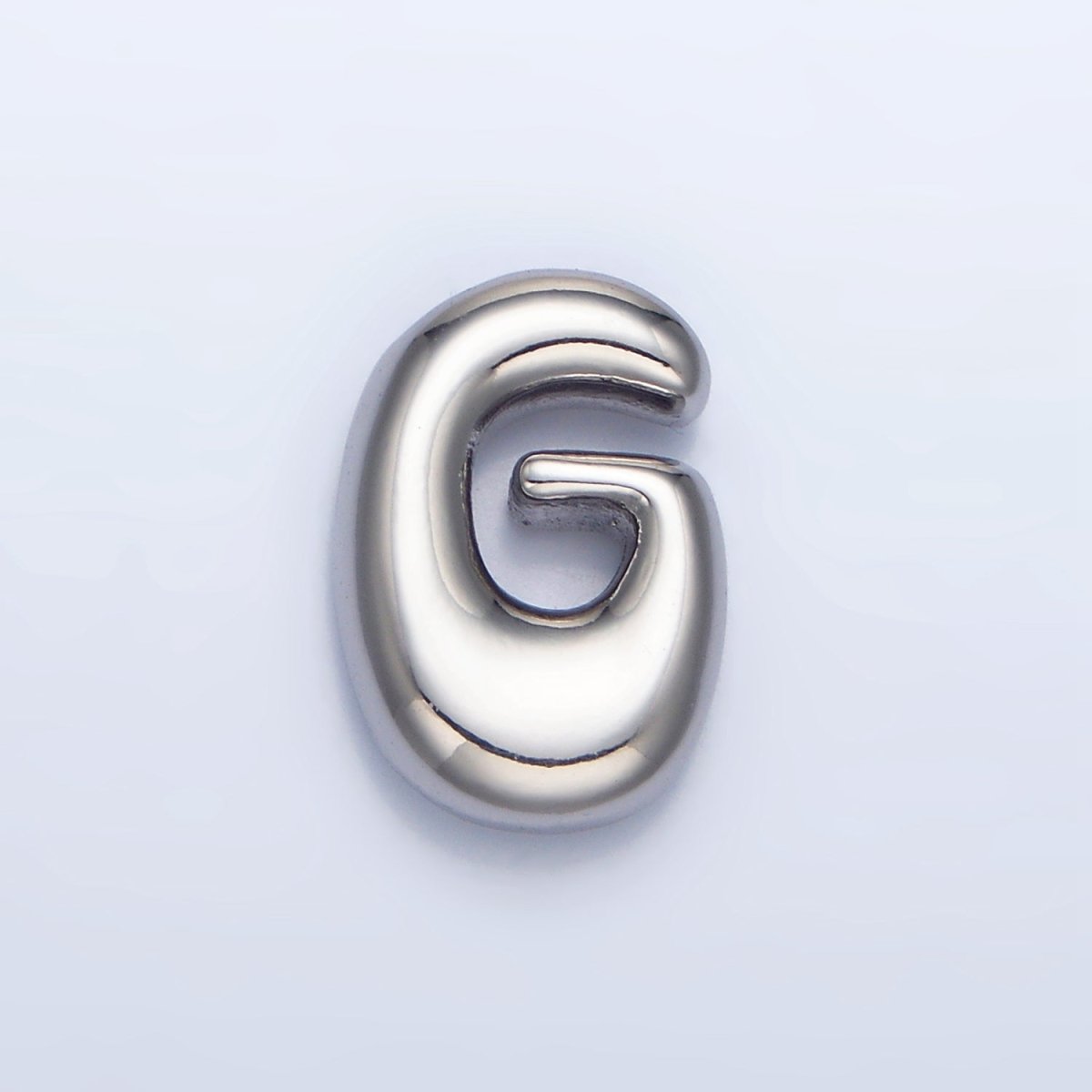 White Gold Filled Groovey Chubby Balloon Letter Initial Pendant | A1643 - A1655