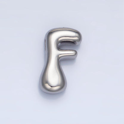 White Gold Filled Groovey Chubby Balloon Letter Initial Pendant | A1643 - A1655