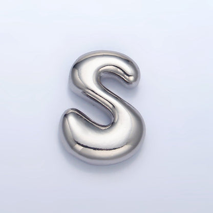 White Gold Filled Groovey Chubby Balloon Letter Initial Pendant | A1643 - A1655