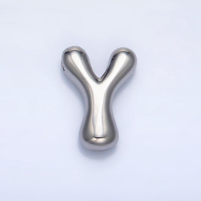 White Gold Filled Groovey Chubby Balloon Letter Initial Pendant | A1643 - A1655