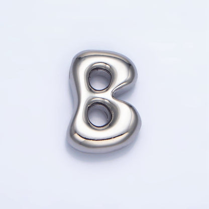 White Gold Filled Groovey Chubby Balloon Letter Initial Pendant | A1643 - A1655
