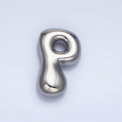 White Gold Filled Groovey Chubby Balloon Letter Initial Pendant | A1643 - A1655