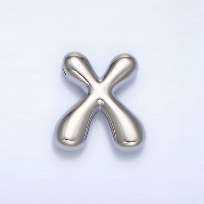 White Gold Filled Groovey Chubby Balloon Letter Initial Pendant | A1643 - A1655