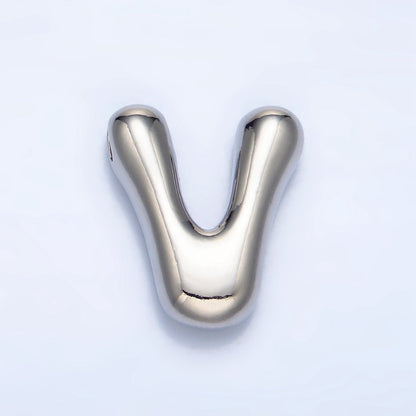 White Gold Filled Groovey Chubby Balloon Letter Initial Pendant | A1643 - A1655