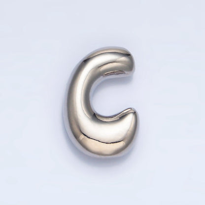 White Gold Filled Groovey Chubby Balloon Letter Initial Pendant | A1643 - A1655