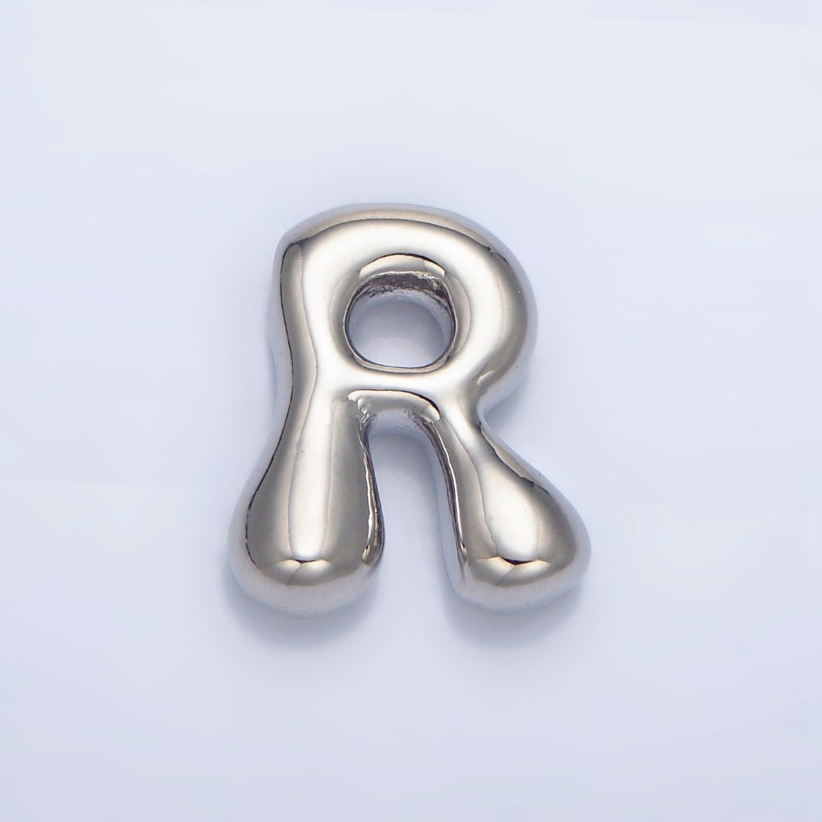 White Gold Filled Groovey Chubby Balloon Letter Initial Pendant | A1643 - A1655