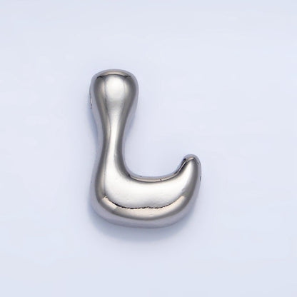 White Gold Filled Groovey Chubby Balloon Letter Initial Pendant | A1643 - A1655