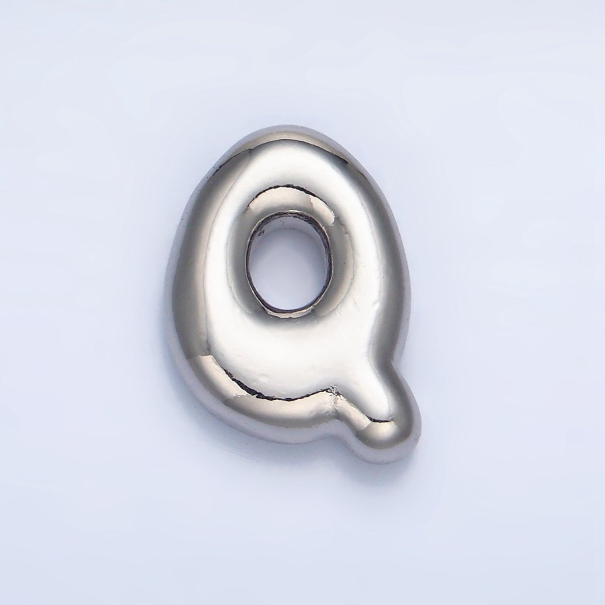 White Gold Filled Groovey Chubby Balloon Letter Initial Pendant | A1643 - A1655