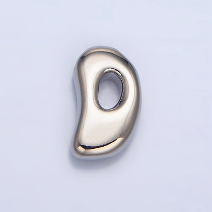 White Gold Filled Groovey Chubby Balloon Letter Initial Pendant | A1643 - A1655