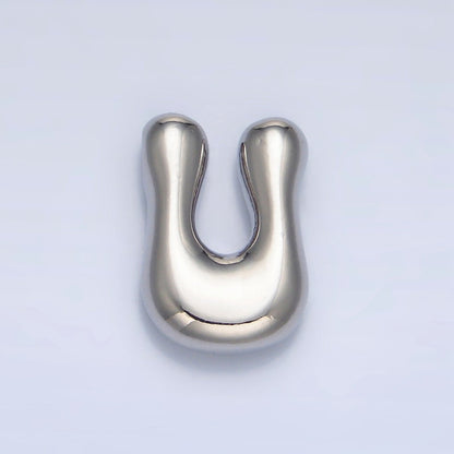 White Gold Filled Groovey Chubby Balloon Letter Initial Pendant | A1643 - A1655