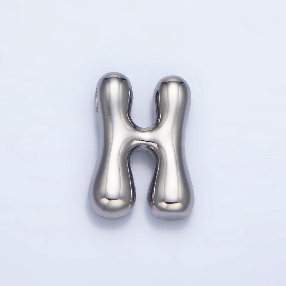 White Gold Filled Groovey Chubby Balloon Letter Initial Pendant | A1643 - A1655