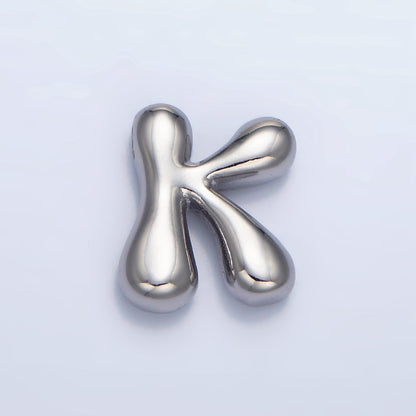 White Gold Filled Groovey Chubby Balloon Letter Initial Pendant | A1643 - A1655