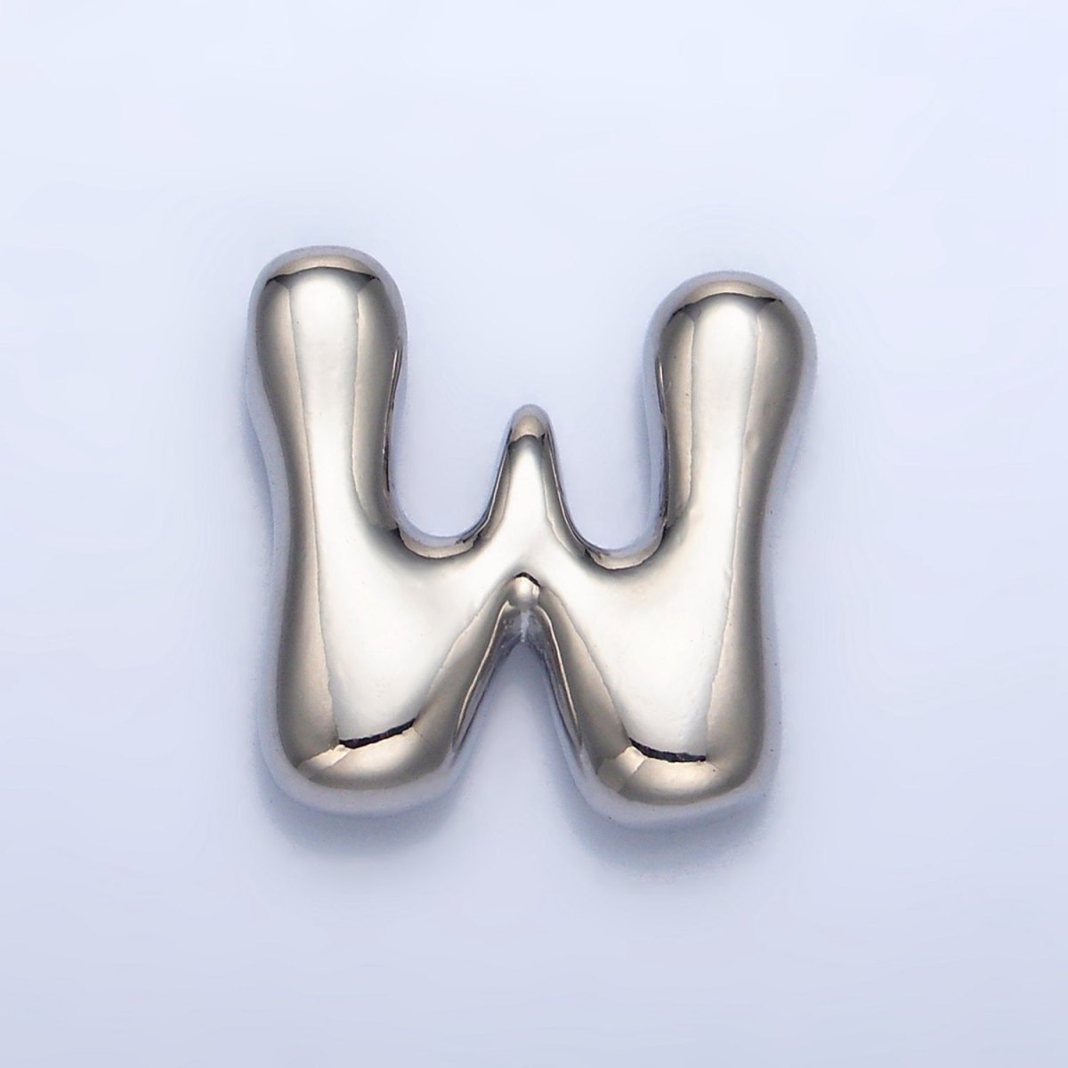 White Gold Filled Groovey Chubby Balloon Letter Initial Pendant | A1643 - A1655