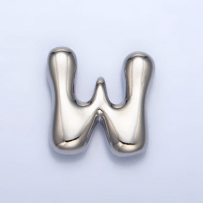 White Gold Filled Groovey Chubby Balloon Letter Initial Pendant | A1643 - A1655
