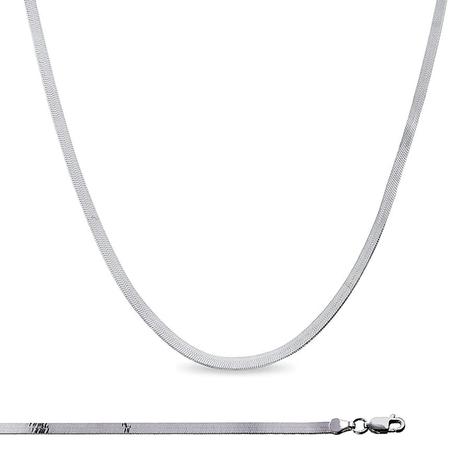 White Gold Filled Herringbone Necklace 5mm 16, 18 Inches w/ Lobster Clasp &amp; Chain Extender | CN-895, CN-913