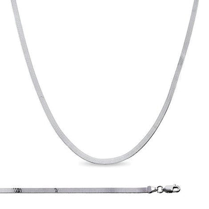 White Gold Filled Herringbone Necklace 5mm 16, 18 Inches w/ Lobster Clasp &amp; Chain Extender | CN-895, CN-913
