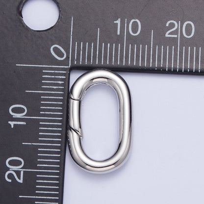 White Gold Filled Long Oval Spring Gate For Jewelry Making Supply Closure Charm Holder L-818