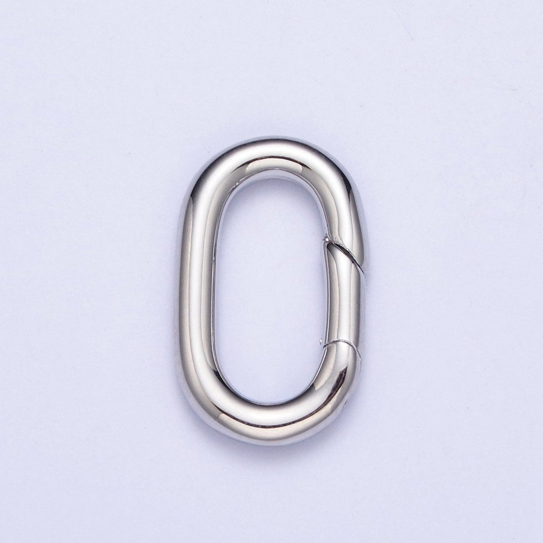 White Gold Filled Long Oval Spring Gate For Jewelry Making Supply Closure Charm Holder L-818