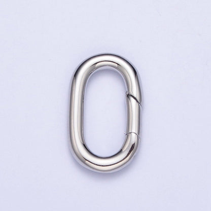 White Gold Filled Long Oval Spring Gate For Jewelry Making Supply Closure Charm Holder L-818