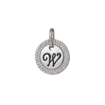 White Gold Filled Micro Pave CZ Initial Letters Pendant Charm, White Gold Filled Letter Pendant, For DIY Jewelry Necklace Making