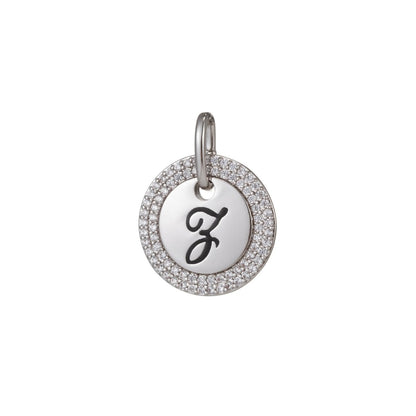White Gold Filled Micro Pave CZ Initial Letters Pendant Charm, White Gold Filled Letter Pendant, For DIY Jewelry Necklace Making