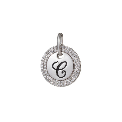 White Gold Filled Micro Pave CZ Initial Letters Pendant Charm, White Gold Filled Letter Pendant, For DIY Jewelry Necklace Making