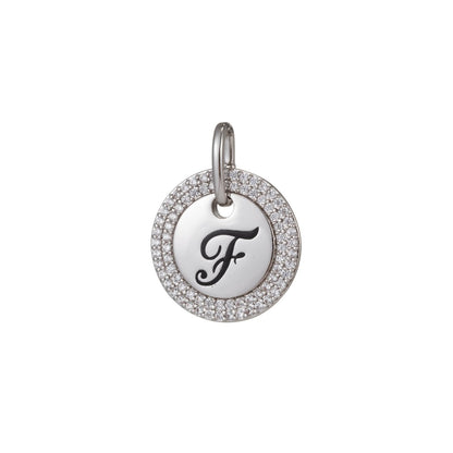 White Gold Filled Micro Pave CZ Initial Letters Pendant Charm, White Gold Filled Letter Pendant, For DIY Jewelry Necklace Making