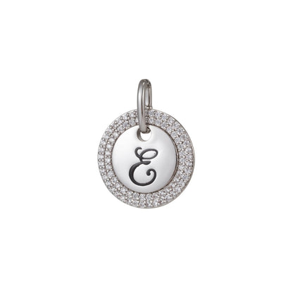 White Gold Filled Micro Pave CZ Initial Letters Pendant Charm, White Gold Filled Letter Pendant, For DIY Jewelry Necklace Making