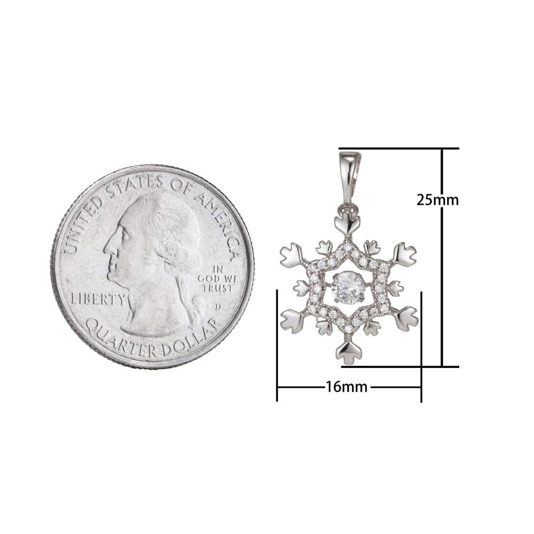 White Gold Filled Micro Pave CZ SnowFlake Pendant Charm, Dual Color SnowFlake Pendant Charm, White Gold Filled Pendant, For DIY Jewelry I-455