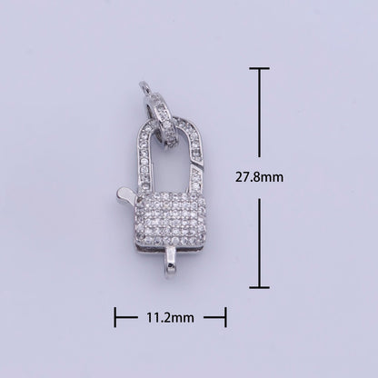 White Gold Filled Micro Paved Cubic Zirconia Closure Lobster Clasps Findings L-910 L-911