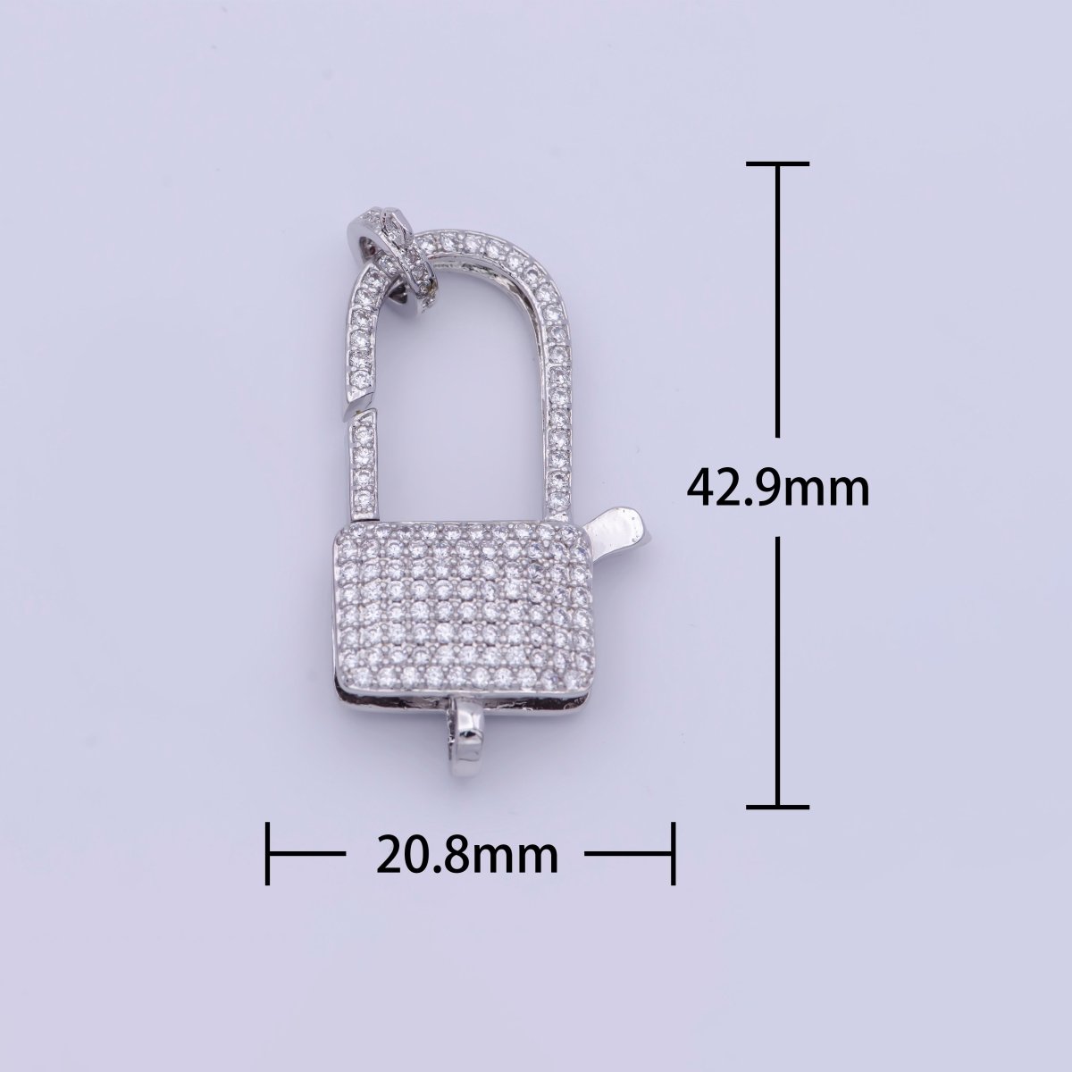 White Gold Filled Micro Paved Cubic Zirconia Closure Lobster Clasps Findings L-910 L-911