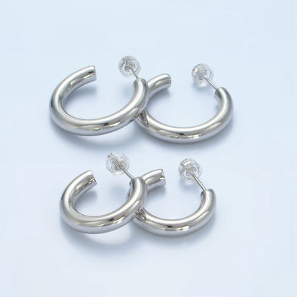 White Gold Filled Minimalist Silver Hoop Earrings | AD-688